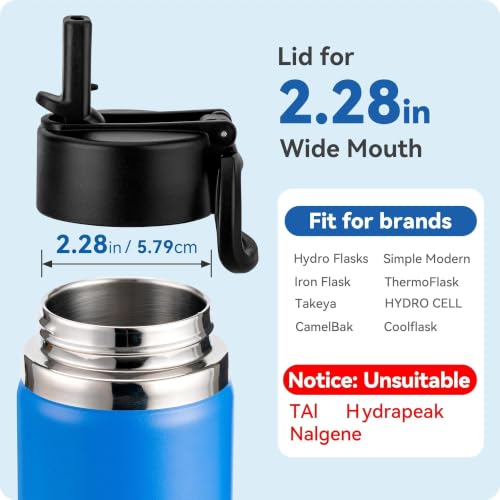 Straw Lid for Hydro Flask 12 16 18 20 32 40 64 oz Wide Mouth Bottle - color: Black 1 pack