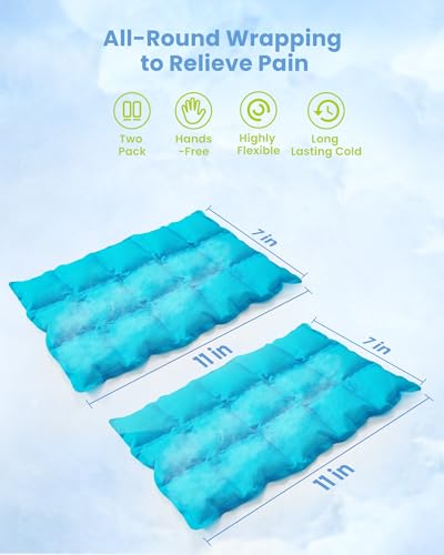2 Ice Packs for Injuries Reusable, Cold and Hot Packs for Injuries, Joint Pain, Muscle Soreness, and Body Inflammation, Adjustable Ice Packs Wraps for Knees, Back, Shoulders, Arms, and Legs