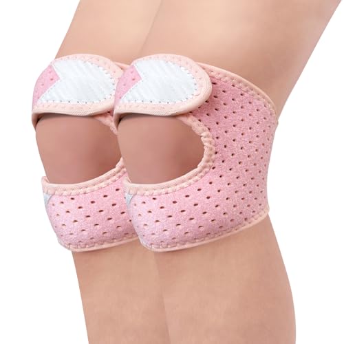 Knee Brace for Women Men, Adjustable Dual Patella Bands w/Gel Pad - style: Pink-1Pair