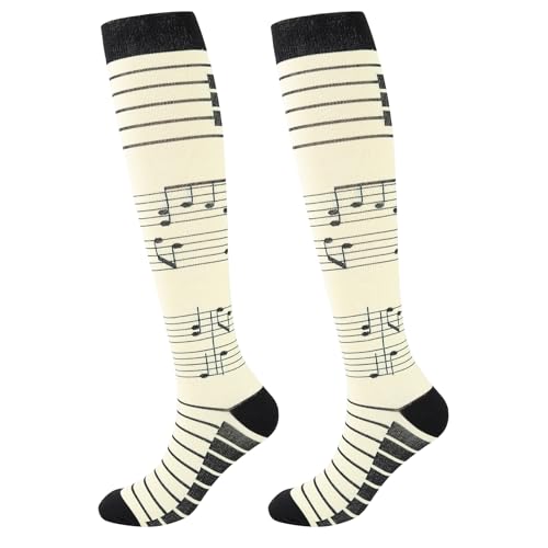 Junely Compression Socks for Women Knee High Funny Socks - color: Music
