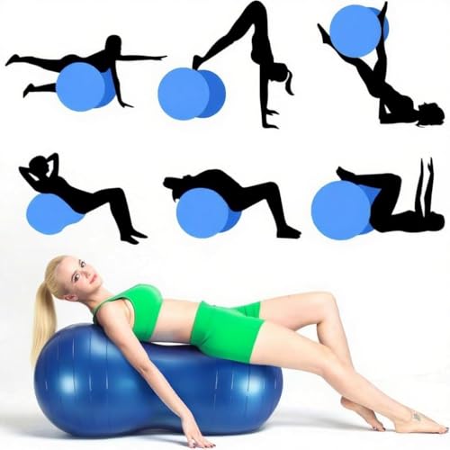 Peanut Yoga Ball, 90x45cm Anti Burst Exercise Ball, Heavy Duty Inflatable PVC Peanut Ball with Pump and Plug, kids/Adult Fitness, Pregnancy Support, Child Physical Therapy, Animal Balance Training - color: blue