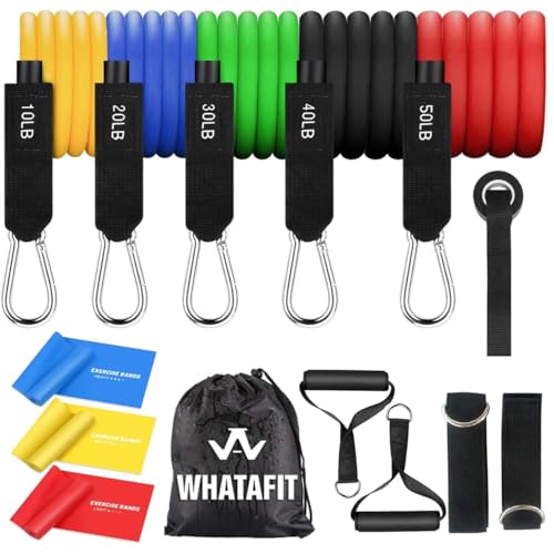 WHATAFIT Resistance Bands with Handles, 150 lb Exercise Bands Set - color: Chromatic