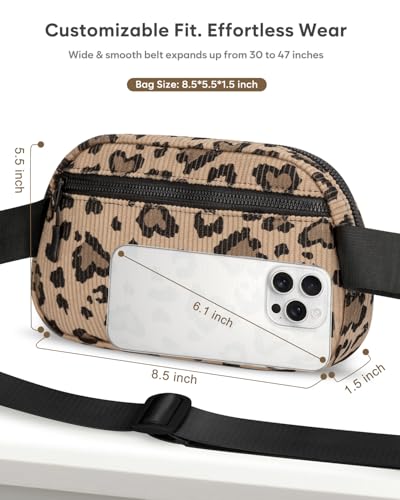 Pritent Fanny Packs for Women Crossbody Belt Bag With Zipper Back Pocket - color: Leopard Brown, size: Small