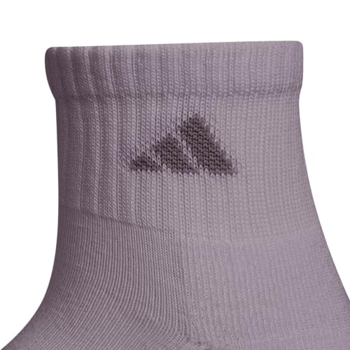 adidas Women's Athletic Cushioned Quarter Ankle Socks 6 Pairs - color: Preloved Fig Purple/Clear Onix Grey/White