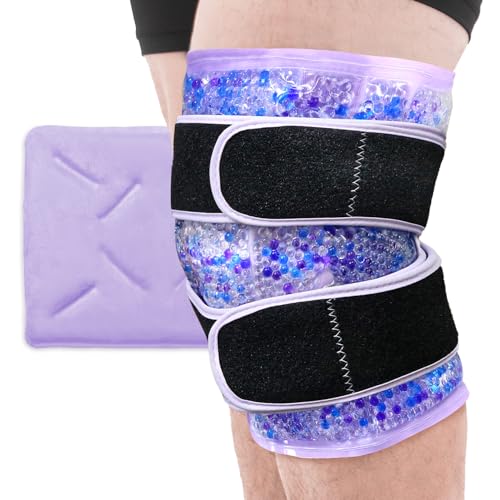 Knee Ice Pack Wrap for Pain Relief, Reusable Gel Cold Compress Therapy - color: Light Purple-1 Pack