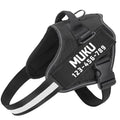 MUMUPET Custom Dog Harness with 2 Personalized Name & Phone Patches - color: Black-Custom, size: X-Small