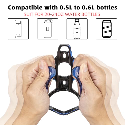 ROCKBROS Bike Water Bottle Holder Ultralight Bottle Cages with Screws Tool - color: Blue-Black, size: Standard