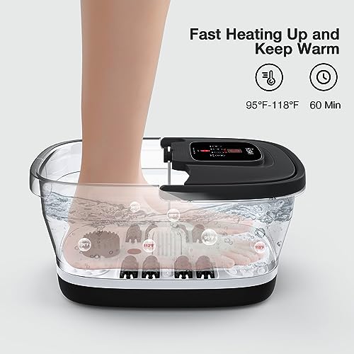 HOSPAN Collapsible Foot Spa, Foot Bath Massager with Heat, Bubble & Massage - color: Black