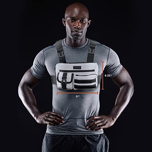 Fitdom Running Chest Pack for Men, Tactical Sports Utility Bag with Pockets - color: White, style: Locked‑in Comfort
