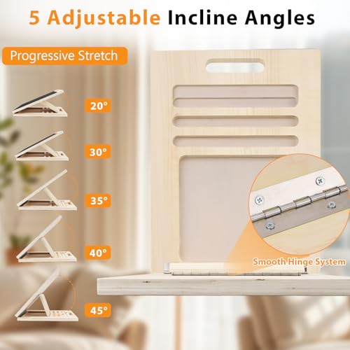 Slant Board for Calf Stretching, Adjustable Wooden Incline Board with Anti-Slip EVA Base, 300LB Capacity Portable Calf Stretcher for Physical Therapy, Squats, Ankle & Heel Support at Home/Gym