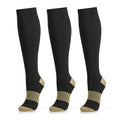 Compression Socks for Women and Men, 20-30 mmHg, Knee High, 3 Pairs - color: 05 Black Copper 3 Pack, size: Small/Medium (Petite)