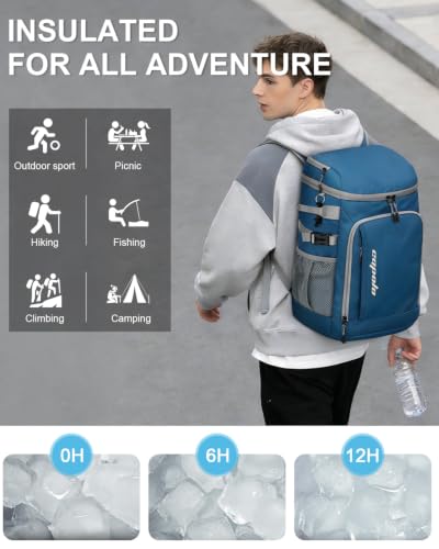 Capolo Cooler Backpack Insulated Leak Proof for Women Men Soft Cooler Bag - color: Leather Blue, size: 45 Cans