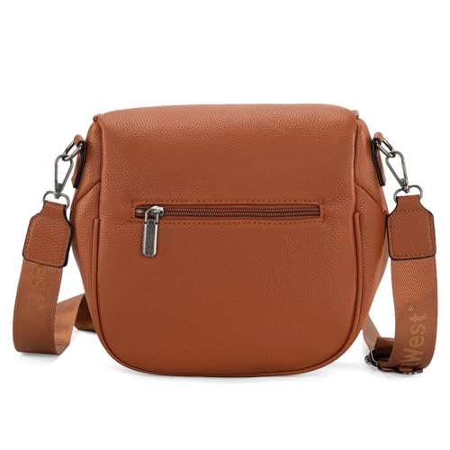 Montana West Crossbody Bag for Women, Vegan Leather Bum Bag with Coin Purse - color: Cognac