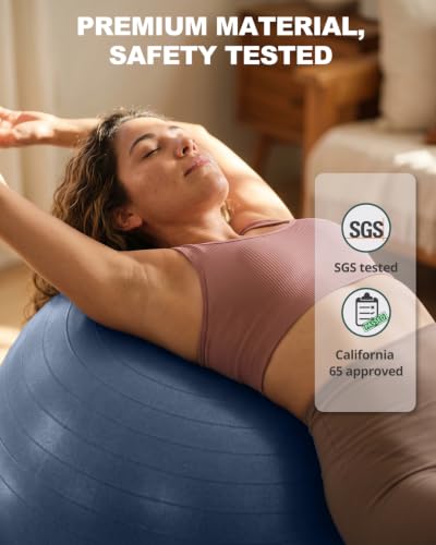 Trideer Yoga Ball for Exercise, Pregnancy, Exercise Ball, Pump Included - color: Navy Blue, size: L(23-26ines/58-65cm)