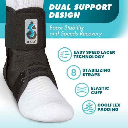 Med Spec ASO Speed Lacer Ankle Stabilizer Brace Sprain Support Black SM - color: Black, size: Small