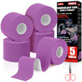 5 Rolls Purple Kinesiology Tape, 2 inch x 16.4 Feet Kinetic Tape - color: Purple