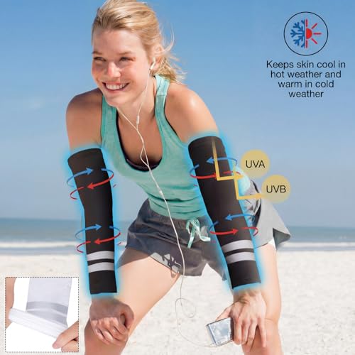 Geyoga 4 Pairs Arm Sleeves for Men Women - color: Black, White, Light Gray, Blue
