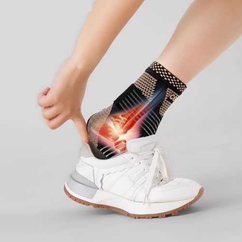 LISEPWU Copper Ankle Brace for Men & Women, Adjustable Compression Bandage - color: Black, size: Medium