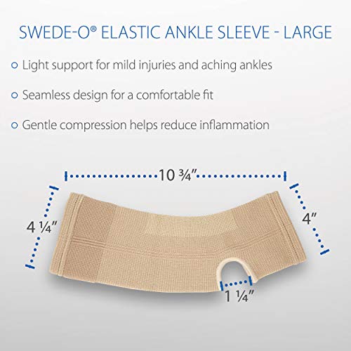 Elastic Ankle Support Sleeve for Sprains, Swelling & Pain Relief, Large - size: Large