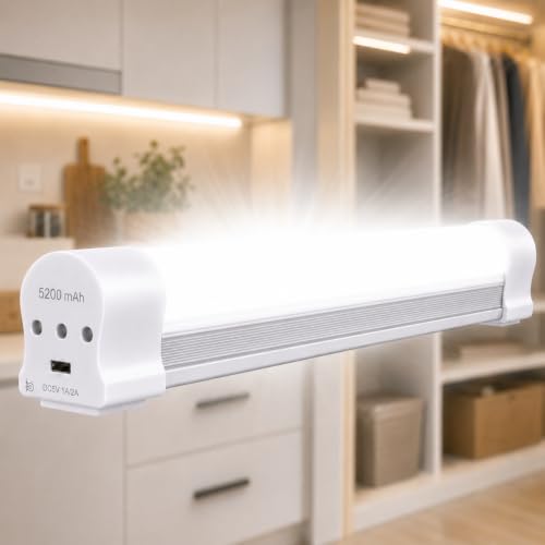 LETOUR Rechargeable Light LED Tube Magnetic Light 4000Lumens 5200mAh 5 Levels Dimming Camping Lantern USB Rechargeable Portable Lights with 2 Magnets Endurance for 60 Hours - size: 8.66in
