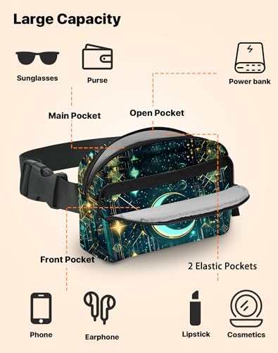 Moon Fanny Pack Fashion Belt Bag Lightweight Waist Pouch with Adjustable Strap Mini Crossbody Bags for Women Travel Sports Running - color: Light Green