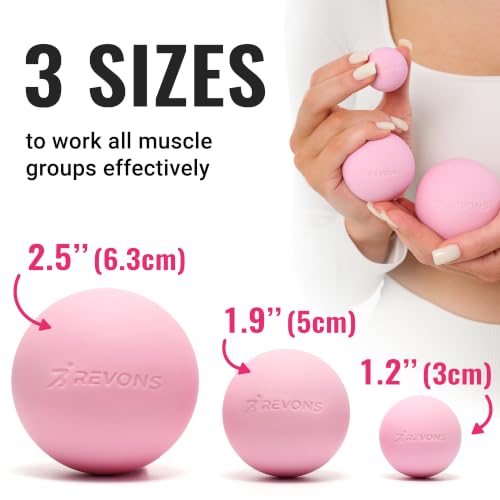 3 in 1 Massage Ball Set – 2.5", 1.9" & 1.2" Firm Silicone Balls for Myofascial Release, Trigger Point Therapy, Back & Foot Pain Relief, Face Fitness, Yoga, Deep Tissue Recovery (Pink) - color: Pink