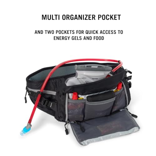 USWE Zulo Hydration Hip Pack - with Organizer and Side Pockets, Bounce Free Hip Belt (6L, Black) - color: Black, size: 6L
