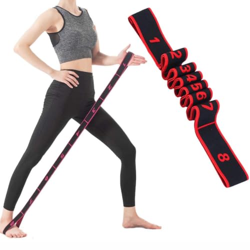 Stretching Strap with Loops for Yoga, Yoga Stretch Strap, Stretch Strap for Physical Therapy, Pilates Stretch Band, 8 Loop Exercise Strap for Flexibility, Hamstring Stretch, Home Workout with Storage Bag