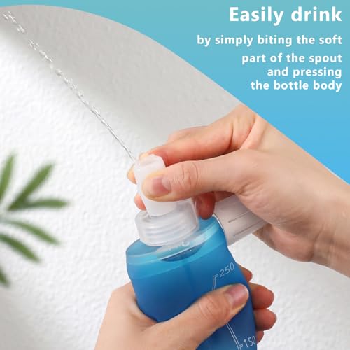 LemonRoad 4 Pcs 250ml Collapsible Soft Water Bottle for Running, TPU