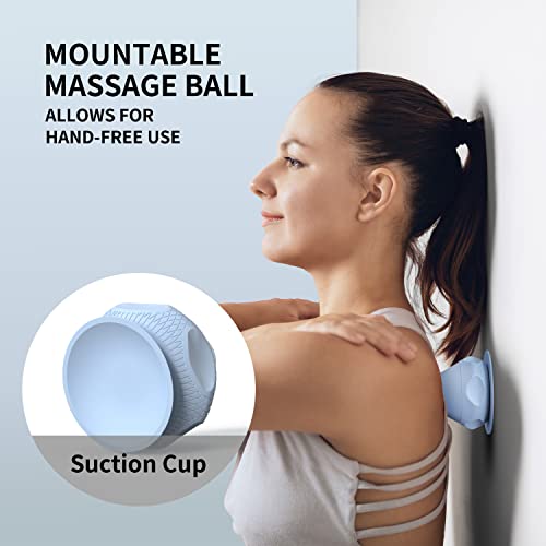 Mountable Self-Massage Ball Handfree with Suction Cup,Deep Tissue Back Sore Muscle Knot Massager,Myofascial Release,Manual Massage Balls, Foot Plantar Fasciitis, Back Stress Relief- Blue - color: Blue