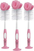 Dr. Brown's Reusable Sponge Baby Bottle Cleaning Brush Set with Suction Cup Stand, Scrubber and Nipple Cleaner, Pink (Pack of 18) - color: Pink Bottle Brush, size: 18-Pack