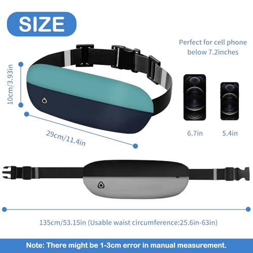 Waterproof Running Belt Waist Pack – Lightweight Fitness Phone Holder for Men Women,Adjustable Sport Bum Bag with Zipper Pockets for iPhone 15/16 Pro Max,Keys,Card (GSP8802, Green Dark blue) - color: Green Dark blue