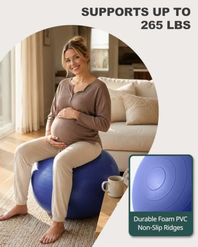 Trideer Yoga Ball for Exercise, Pregnancy, Exercise Ball, Pump Included - color: Indigo, size: XL(27-30ines/68-75cm)