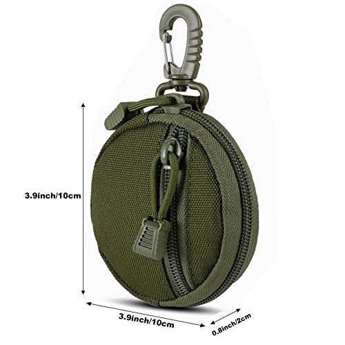 FRTKK 2 Pack Tactical Compact EDC Pouches Military Molle Utility Pouch Accessories Organizer Pouch Coin Purse Keychain Pocket Credit Card Holder Waist Pack - color: Army green