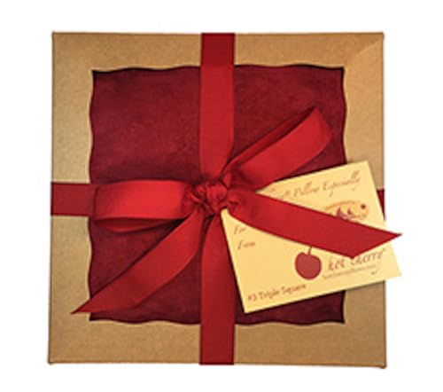 Triple Square Red Ultra Suede, Cherry Pit-Stone Pillow, Microwavable Hot/Cold Compress, Sustainable Heating Pad, Moist Heat, Muscle Joint Pain Relief, Gift - color: Red Ultra-suede