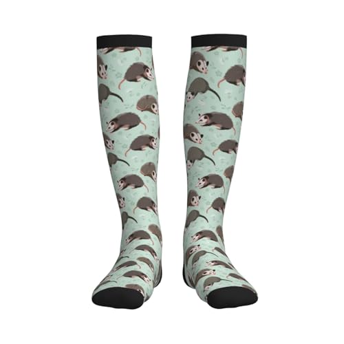 Compression Socks Women Knee High Support Circulation Stockings for Running Cycling Flying - color: Opossum