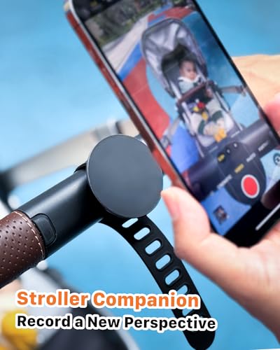 Magnetic Phone Mount for Stroller, Gym & Water Bottle - MagSafe Compatible Holder with Silicone Strap for Treadmill, Golf Cart, Peloton - Fits iPhone & All Phones