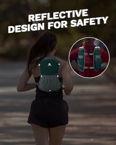 Running Vest for Women and Men, Hydration Running Backpack, Runners Vest, Hydration Vest, with Front Phone Holder, Adjustable Chest and Waist Strap - color: Dark Green, size: Only Backpack