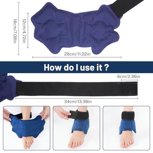 Adjustable Ankle Ice Pack Wrap for Sprained Relief, Ice Pack for Ankle Inuries Reusable, Cold Therapy for Ankles Swelling, Plantar Fasciitis, Achilles,tendonitis, and Swelling Feet,Microwaveable