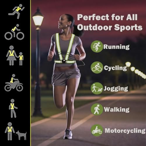 Reflective Strap Safety Vest Gear - 2-10 Pack Adjustable High Visible Reflective Running Gear for Women Men Night - color: Orange x2
