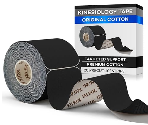 SB SOX Original Cotton Kinesiology Tape Roll (16ft) - color: Black - Precut