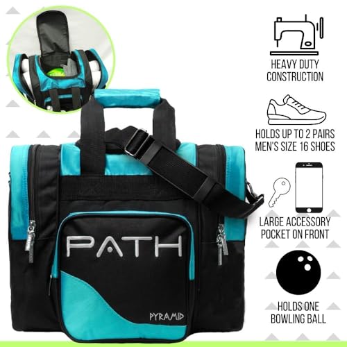 Pyramid Path Pro Deluxe Single Bowling Ball Tote - Holds One Ball, One Pair Shoes Up to Mens 15 - color: Island Blue