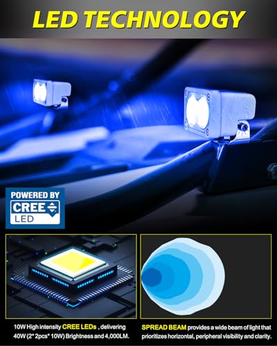 Blue LED Pods Waterproof 3 Inch 40W CREE LED Marine Light Bars - color: Blue