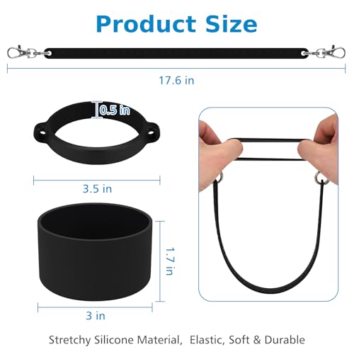 Accmor Water Bottle Handle, Silicone Water Bottle Sling, Water Bottle Carrier Holder with Strap and Boot Compatible with Stanley Cup Accessories - color: black