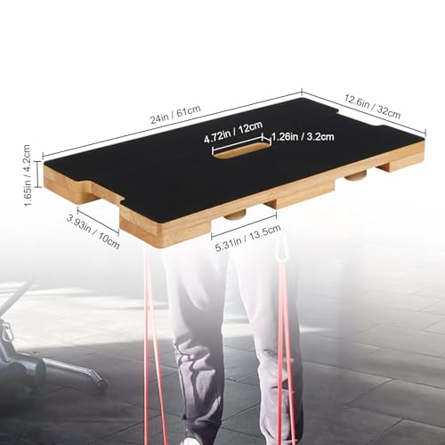 Wood Fitness Board, Resistance Band Workout Footplate, Resistance Band Foot Plate with Non-slip Design for Training, Stretching, Balance, Flexibility Exercise for Home Gym
