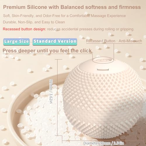 Vibrating Massage Ball with Heat, 7 Modes, 3.6 Inch, Apricot - color: Apricot