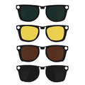 HIBLOKS 4Pcs Polarized Clip for Ray-Ban Meta Wayfarer (RW4008/RW4012 53-22) - size: Size L Black+Green+Brown+Yellow (4Pcs)