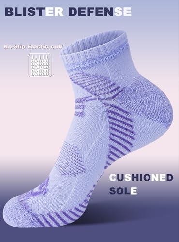 Trusiel Ankle Compression Socks for Women Running Moisture Wicking 5 Pairs - color: Violet, size: 9.5-12