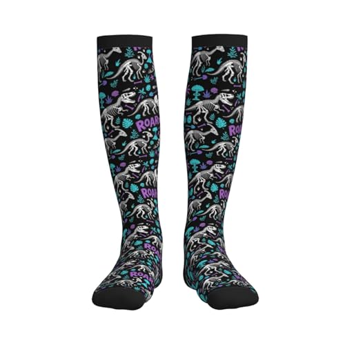 Compression Socks Circulation 15-20 Mmhg Knee High - color: Dinosaur Skeleton