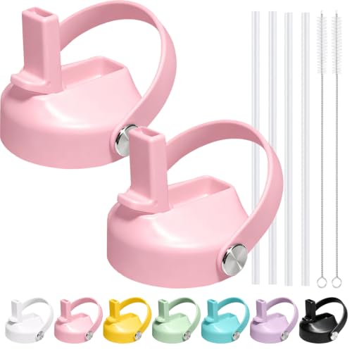 Straw lid for Hydroflask Wide Mouth Water bottle,Flex Straw Lid compatible with Hydro Flask 12 16 18 20 32 40 64 oz,Sports Straw Cap Flip Top Lid Water Bottle Lid Accessories… - color: Pink 2